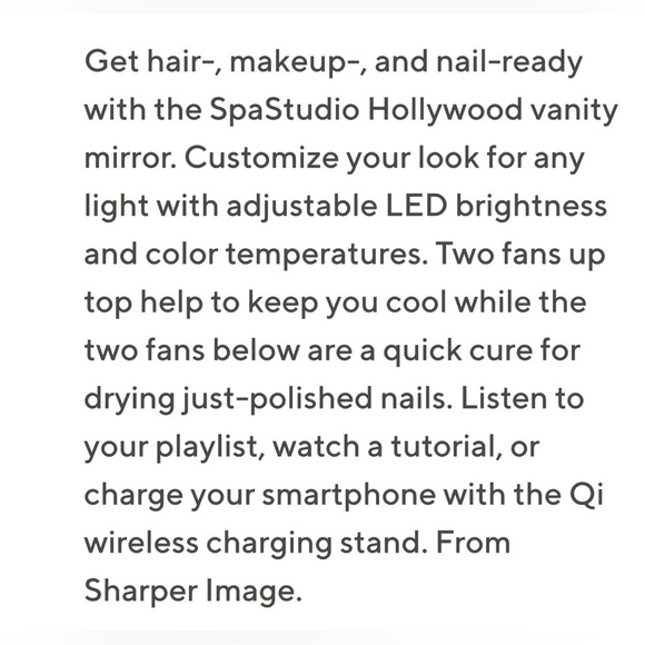 SHARPER IMAGE SPA SUDIO HOLLYWOOD VANITY MIRROR WITH FANS WHITE/CROME - Picture 7 of 8